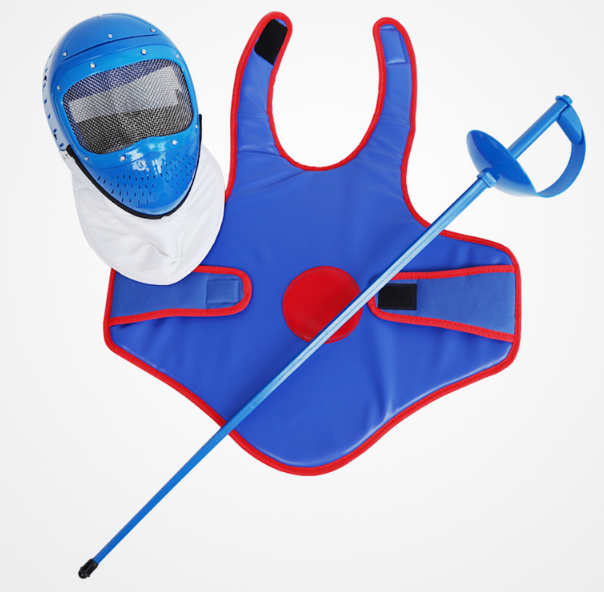 儿童击剑训练套装3件套 塑料感应剑 马甲 体验面罩 西米击剑器材.jpg